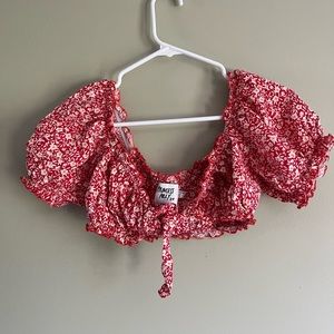 Princess Polly Red Floral Crop Top